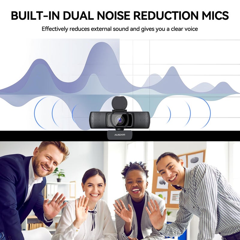 AUSDOM AF640 1080P Webcam with Microphone, 90Â°FOV USB PC Camera Webcam with Privacy Cover, Plug and Play Computer Camera for Online Calling/Conferencing, Zoom/Skype/YouTube, Laptop/PC - Image 3